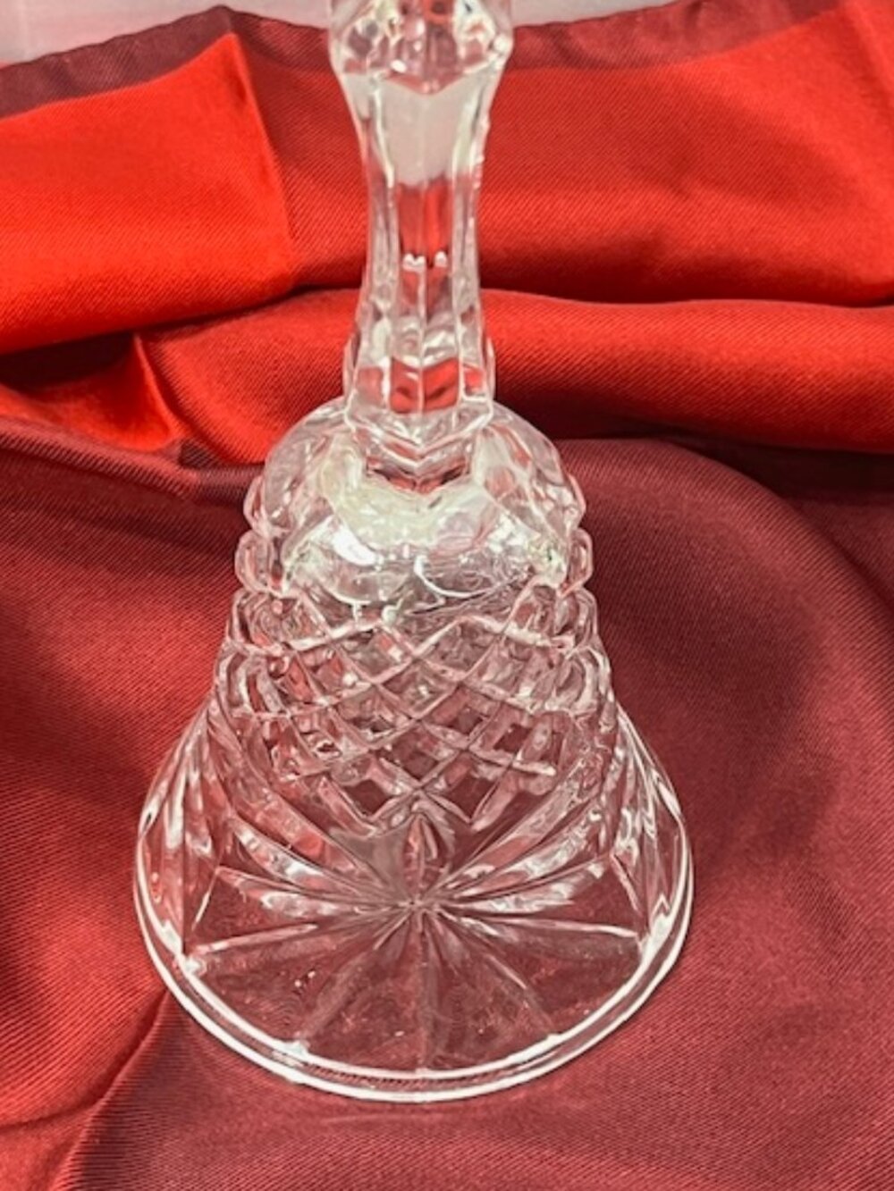 VTG Clear Cut-Glass Crystal Decorative Dinner Bell Starburst Design 5” Tall